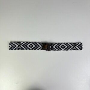 Unbranded‎ Black & White Hand Made Beaded Belt Women's Size Large